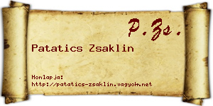 Patatics Zsaklin névjegykártya